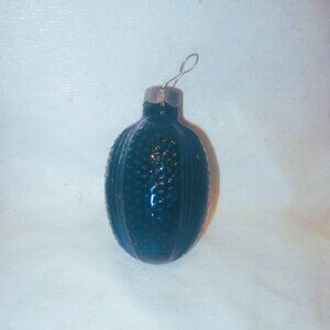 UNIQUE VTG DEEP BLUE GLASS ORNAMENT PRESSED GLASS